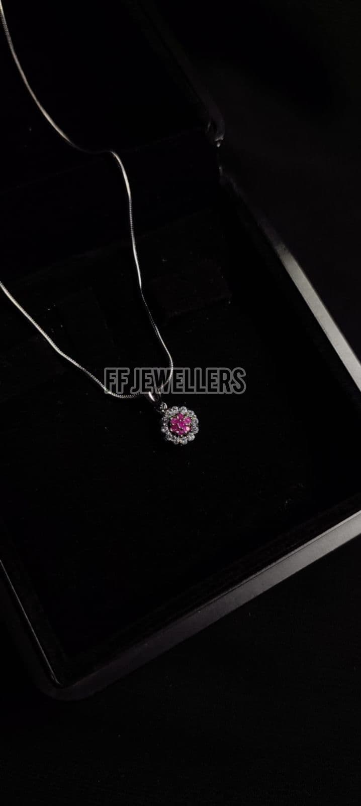 Soft Pink Halo Pendant with Silver Chain